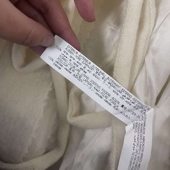 Zara Womens Overcoat Coat XS S Off White Ivory Manteco Wool Tie 8288/448 NWT - Picture 9 of 13